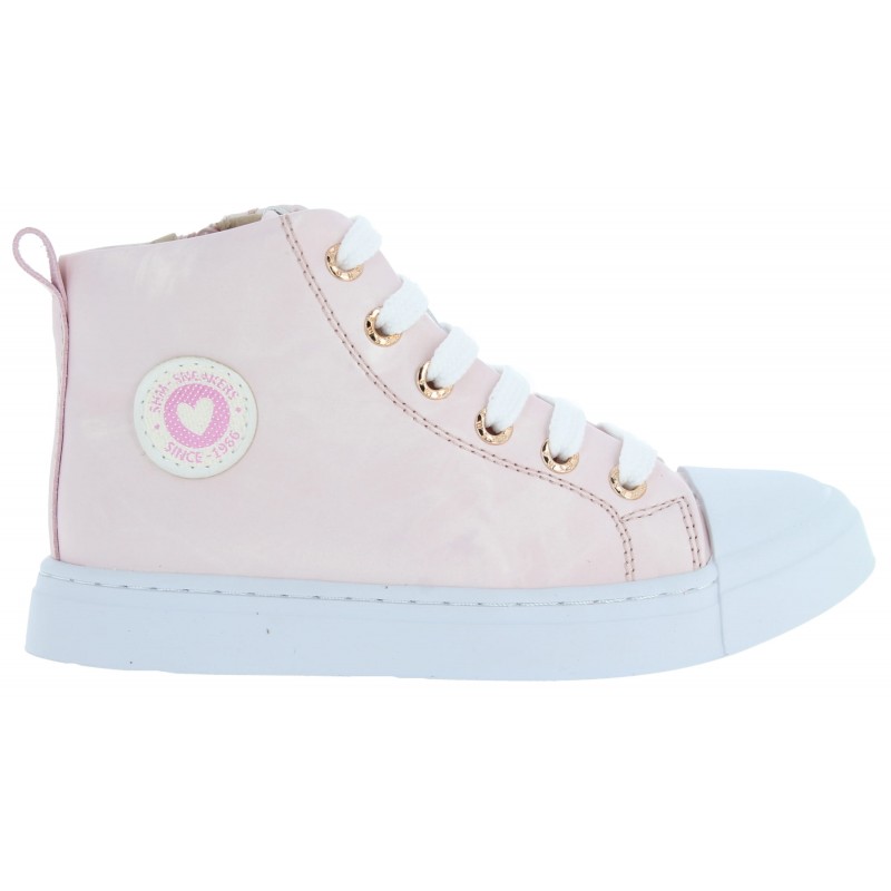 Shoesme SH23S007 childrens girls hi top trainers in pearl pink